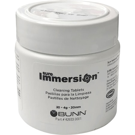 Bunn Cleaning Tablets, f/BUNN Sure Immersion, 30/Jar, Blue/White BUN429330001